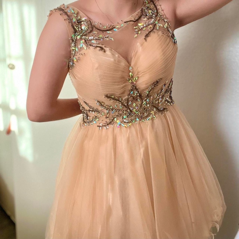 ASPEED CHAMPAGNE SHORT DRESS